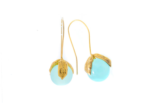 Aqua Blue Chalcedony on Silver with 18K Gold Vermeil